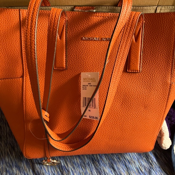 Mk Authentic “Junie” Burnt Orange Med Tote Bag - Picture 8 of 12